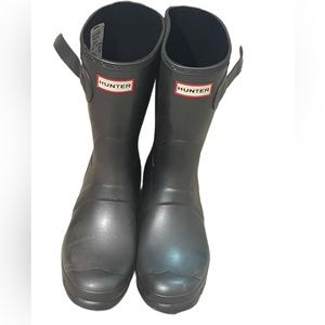 Hunter metallic black rain boots